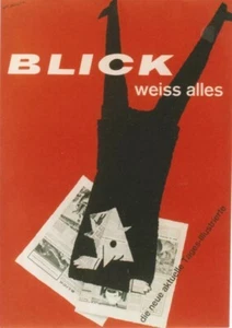 Original vintage poster BLICK KNOWS IT ALL SWISS NEWSPAPER 1959 - Picture 1 of 1
