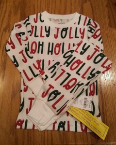 NWT CARTER's Kid 2-Pc White  "Holly Jolly" Thermal Pajamas 5, 6, 7, 8, 10 - Picture 1 of 3