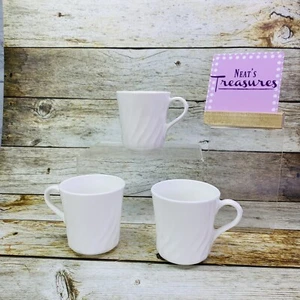 Vintage Corning Corelle ENHANCEMENT Swirl Pattern Stoneware 9oz Cup Mug Set of 3 - Picture 1 of 12
