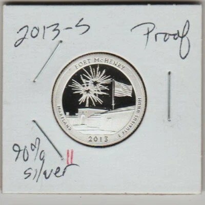 2013 S Fort McHenry National Monument ATB Quarter Dollar SILVER Proof KaBlueie A - Image 1 of 3