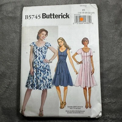 Butterick Sewing Pattern B5745 Misses Dress Size 16-24 Easy Fit & Flare - Image 1 of 4