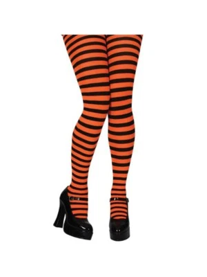Orange Black Stripe Tights for Ladies Halloween Hosiery  Costume Cosplay  M/L - Image 1 of 2
