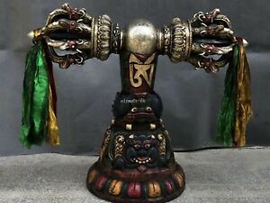  31'' copper silver sixteen sacred dragon Tibet Buddhist ritual apparatus Vajra 