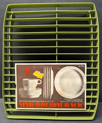 Estante de secado de fondo de fregadero Queen de goma vintage aguacate No. 6220 12" x 10" Foto 1 de 3
