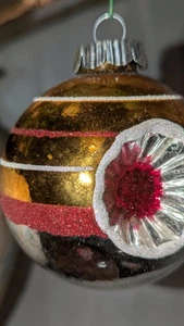 Shiny Brite by Radko Glas Ornamente 2011 MCM Style eingerückte Kugel 8 cm einzeln  - Bild 1 von 10