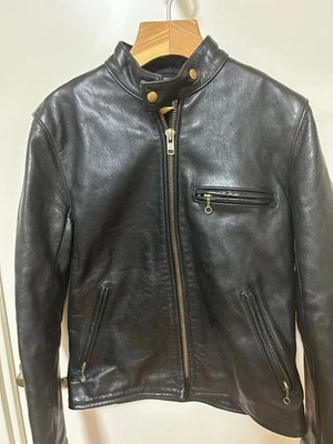 VANSON Single Riders Jacket Stand Collar Black Leather Size 38 Japan - Image 1 of 4