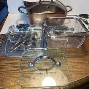 Copper Chef Casserole Pan 9.5 with lid Fry Basket Steamer Tray Panini Press + - Picture 1 of 11