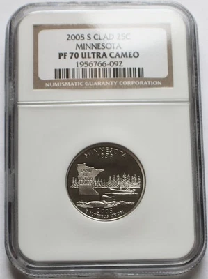 2005-S Proof Minnesota Clad State Quarter 25C - NGC PF70 UCAM - Image 1 of 2