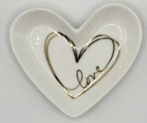 Plato de cerámica Kate Aspen laminado en oro en forma de corazón plato de baratija para anillos pendientes - Imagen 1 de 5