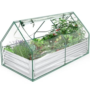 Raised Garden Bed with Cover Outdoor Galvanized Metal Planter Box Kit 6x3x3ft US - Picture 1 of 18