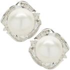 14 Karat White Gold South Sea Pearl and Diamond Circle Earrings