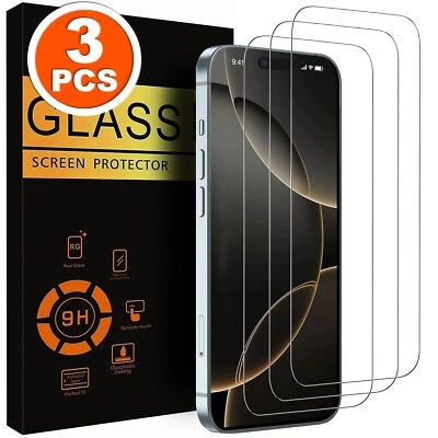 3X Protector de Pantalla de Vidrio Templado para iPhone 16 15 14 13 12 11 Pro Max X XS XR Foto 1 de 4