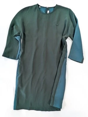 Vestido verde para mujer 38/6 LACOSTE cuello redondo manga 3/4 dos tonos bolsillos Foto 1 de 4