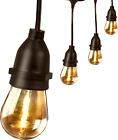 30Ft LED Outdoor String Lights, 15 Sockets, Linkable, S14 Filament LED Bulbs, Co