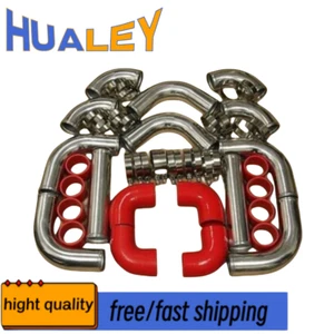Universl 2" 51mm Intercooler Piping Kit T-Bolt Clamp Silicone Coupler RED PIPE - Picture 1 of 7