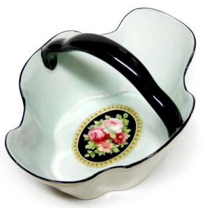 Antigua cesta de porcelana BAVARIA MOSCHENDORF años 1880 Art Nouveau 5" - Imagen 1 de 6