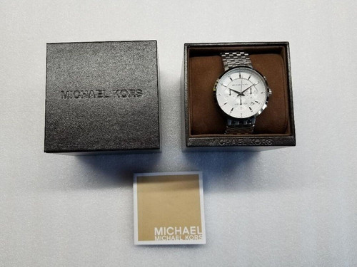 OROLOGIO DONNA MICHAEL KORS CRONOGRAFO DATA QUADRANTE BIANCO ST. ACCIAIO MK6413