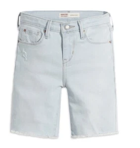 Levi Strauss & Co Girl’s Bermuda Jean Shorts Size 14 Denim Blue Adjustable Waist - Picture 1 of 4