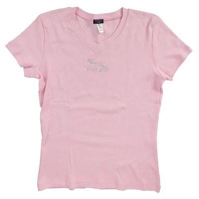 Camiseta para mujer rosa Jaguar con tachuelas cuello en V extra grande Foto 1 de 4