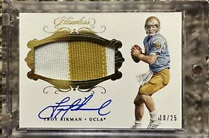 2018 Flawless Collegiate Football Troy Aikman Game Used Patch Auto #10/25 UCLA