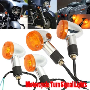 4PCS Light Motorcycle Amber Chrome Front Rear Turn Signal Blinker Indicator - Picture 1 of 10