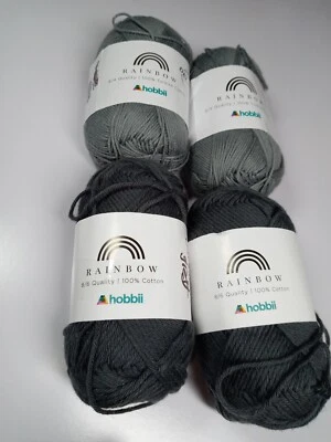 Hilo Hobbii Rainbow Deluxe - Lote de 4 madejas - Gris - Cada madeja 186 yardas - Algodón Foto 1 de 2
