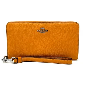 Coach Long Zip Around Wallet Papaya Orange Leather C4451 New With Tags - Picture 1 of 4