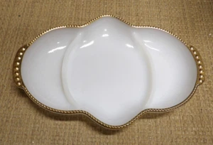 Vintage Fire King Oven Ware Milk Glass Gold Trim Serving Platter Collectible 11" - Picture 1 of 6