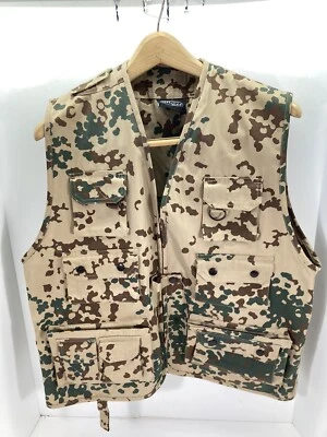 Mil-Tec Sturm Hunting Vest Men Medium Beige Camouflage Camo Full Zips 10 Pockets - Image 1 of 4