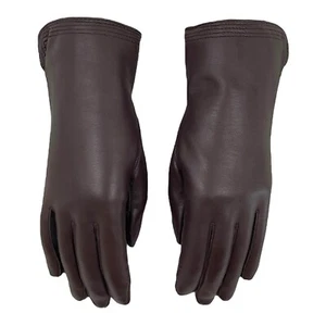 Vintage 70s 80s Gloves Womens B L XL 8 Leather Wrist Genuine Fur Lined Ladies - Picture 1 of 21