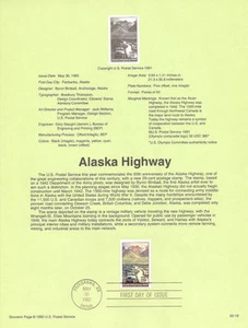 #9219 29c Alaska Highway Stamp #2635 USPS pagina ricordo - Foto 1 di 1
