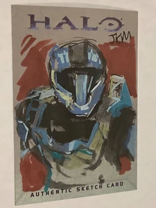 Halo XBOX Trading Card 2007 Topps Artist Sketch Jake Myler RARE 1/1 Spartan - Picture 1 of 3
