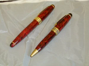 Used Unmarked Fountain Pen And Matching Ball Pen - Bild 1 von 10