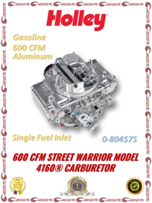 Holley 600 CFM Street Warrior 汽化器 适用于 1960 - 1979 雪佛兰 / 吉姆西 0-80457S — 第 1/4 张图片