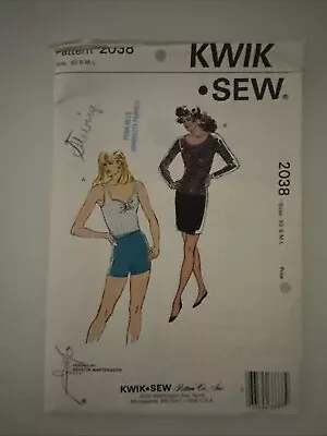 Uncut Kwik Sew Sewing Pattern # 2038 Misses' Tops Skirt & Shorts Sizes: XS-S-M-L - Image 1 of 2