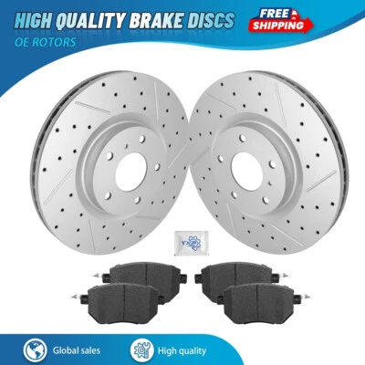 Front Drilled Rotors + Ceramic Brake Pads for 2004 - 2008 Nissan Maxima Murano Foto 1 de 4