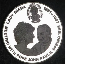 2000 Congo Large Proof 5 fr Princess Diana/Pope John Paul II - Picture 1 of 2