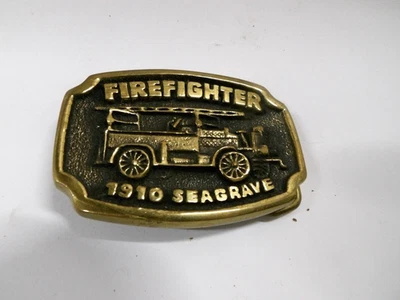 Bombero 1910 Seagrave BTS hebilla de cinturón latón macizo 1978 EE. UU. Foto 1 de 4