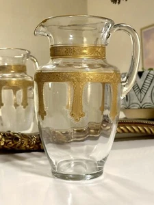Jarra de cristal ""Martha"" vintage Art Deco Glastonbury-Lotus con diseño dorado de 24 quilates - Imagen 1 de 5
