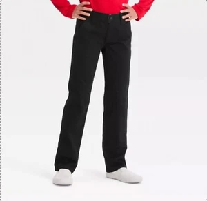 Cat & Jack Mädchen gerade Passform Uniformhose, verstellbarer Bund - schwarz (8) - Bild 1 von 3