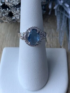 Ring Bomb Party Size 6 Sapphire And White Topaz Ring - Picture 1 of 5