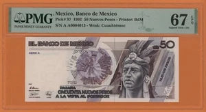 MEXICO 50 NUEVOS PESOS 1992 PICK # 97 PMG 67 SUPERB GEM UNC EPQ. - Imagen 1 de 2
