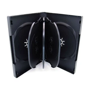 Maxtek Black 8 Disc DVD Cases with 3 Flip Trays and Outter Clear Sleeve, 10 Pack - Picture 1 of 5