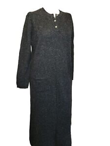 Vintage Eddie Bauer Merino Wool Sweater Dress XL Grey Pockets