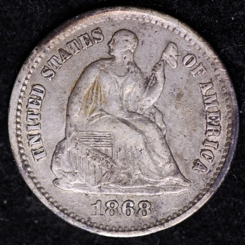 1868-S Seated Liberty Half Dime CHOICE AU Rare Date! FREE SHIPPING E924 WCTX Cover