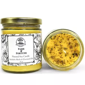 Fama y Fortuna Hechizo de Soja Vela Belleza Éxito Fama Dinero Con capucha Wicca Pagano - Imagen 1 de 1