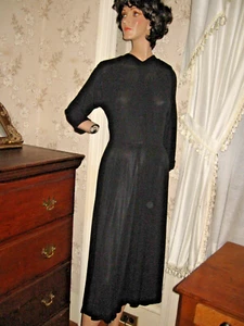 VINTAGE 1940s J. L.. F. ORIGINAL BLACK CREPE DRESS - Picture 1 of 15