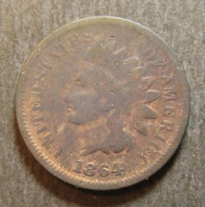 1864 L Indian Head Bronze Cent, Pointed Bust - RPD & Rotated Die 180 ° - (P4258) - Picture 1 of 7