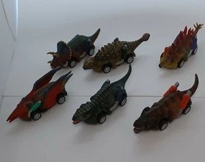 Dinosaurier Spielzeug Nachziehautos 6 Stück Dino Spielzeug für 3 jährige Kinder und Kleinkinder - Bild 1 von 7