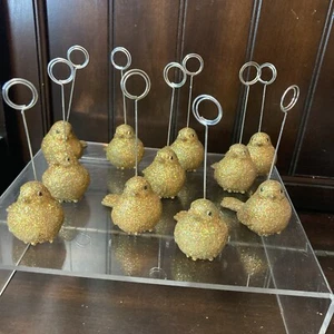 Christmas Holiday Gold Glitter Birds Place Card Holder Resin Unblanded Lot of 11 - Picture 1 of 15